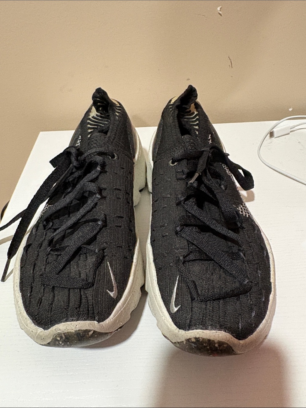 Nike Black Knit Sneakers with White Swoosh Accents